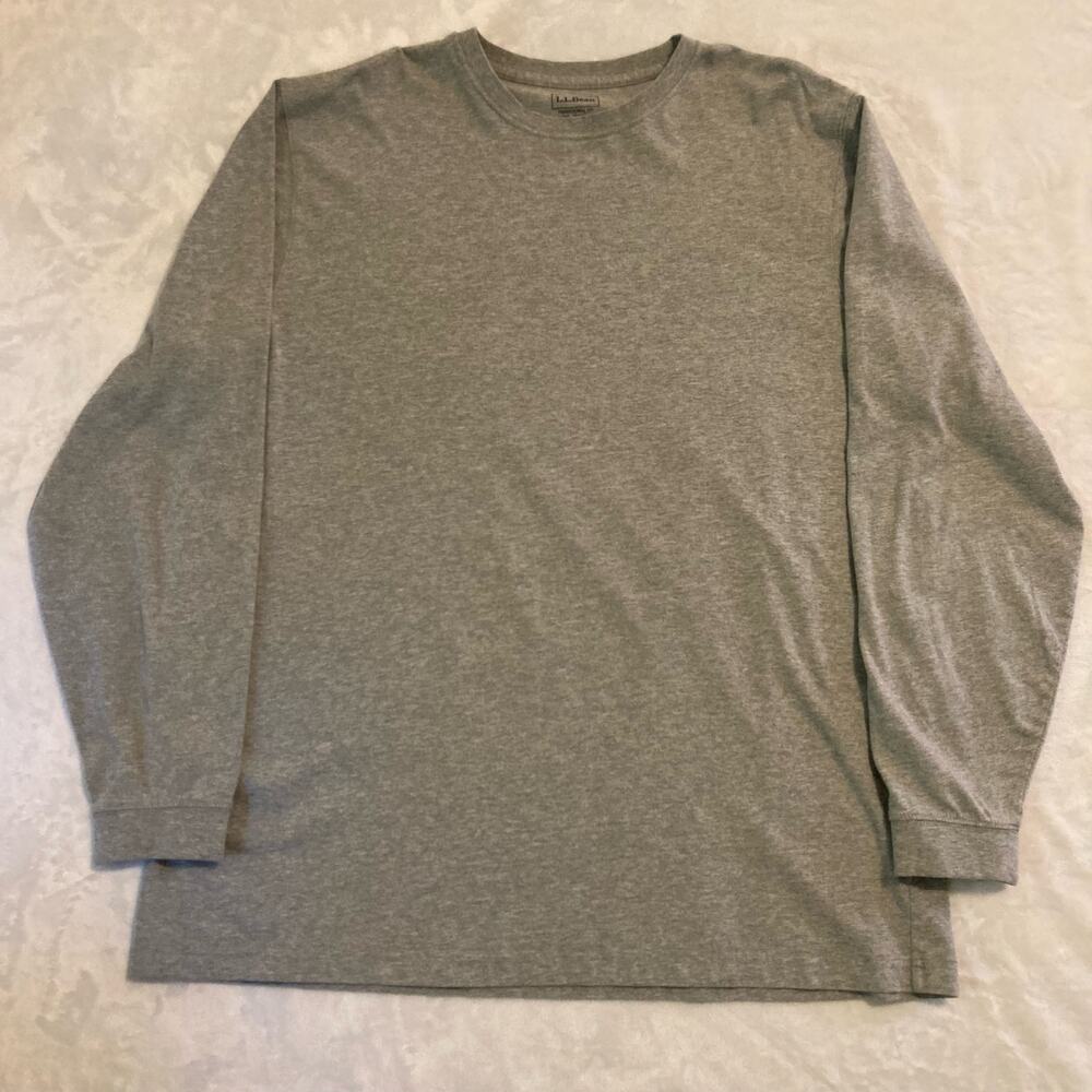 LL Bean Traditional‎ Fit Shirt Mens Gray Long Sleeve Crew Tall XLNeck